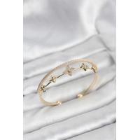 Pirinç Gold Renk Çiçek Model Kadın Bileklik