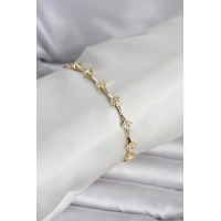 Pirinç Gold Renk Damla Model Zirkon Taşlı Kadın Bileklik