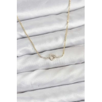 Pirinç Gold Renk Düğüm Kalp Model Kadın Kolye