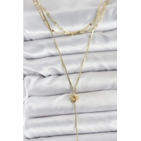 Pirinç Gold Renk Düğüm Model Detaylı 3lü Kombin Y Kadın Kolye