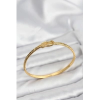 Pirinç Gold Renk Düğüm Model Kadın Kelepçe Bileklik