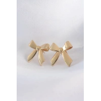 Pirinç Gold Renk Düz Plaka Fiyonk Küpe