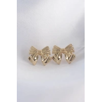 Pirinç Gold Renk Fiyonk Küpe