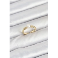 Pirinç Gold Renk Göbek İnci Model Kadın Yüzük