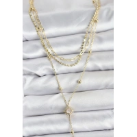 Pirinç Gold Renk Güneş Model Detaylı 3lü Kombin Y Kadın Kolye