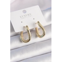 Pirinç Gold Renk Halka Model Kadın Küpe