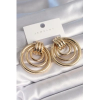 Pirinç Gold Renk Halka Model Kadın Küpe