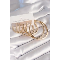 Pirinç Gold Renk Halka Model Kadın Küpe Seti