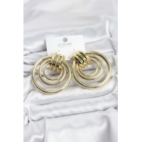 Pirinç Gold Renk Halka Model Vintage Kadın Küpe