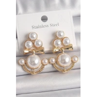 Pirinç Gold Renk İncili Çapa Model Kadın Küpe