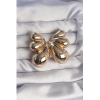 Pirinç Gold Renk İri Bombeli Kelebek Küpe