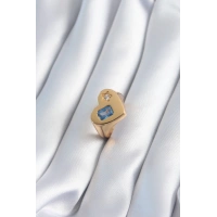 Pirinç Gold Renk Kalp Model Zirkon Taş Yıldız Detay Kadın Yüzük