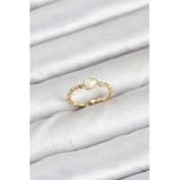 Pirinç Gold Renk Kalpli Model Kadın Yüzük