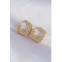 Pirinç Gold Renk Kare Küpe