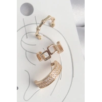 Pirinç Gold Renk Kare Model Zirkon Taşlı 3Lü Model Kadın Kıkırdak Küpe