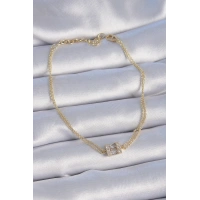 Pirinç Gold Renk Kare Zirkon Taşlı Kadın Bileklik