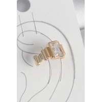 Pirinç Gold Renk Kare Zirkon Taşlı Kadın Kıkırdak Küpe