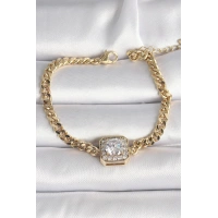 Pirinç Gold Renk Kare Zirkon Taşlı Xuping Exclusive VIP Seri Kadın Bileklik