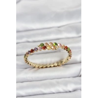 Pirinç Gold Renk Karışık Renk Zirkon Taşlı Kadın Bileklik