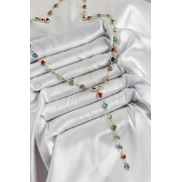 Pirinç Gold Renk Karışık Renk Zirkon Taşlı Kalpli Y Kadın Kolye