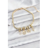 Pirinç Gold Renk Kelebek Charmlı Kadın Bileklik