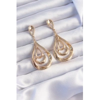 Pirinç Gold Renk Kıvrımlı Damla Görünüm Sallantılı Küpe