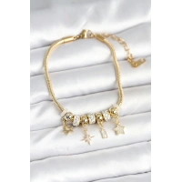 Pirinç Gold Renk Kutup Yıldızı Charmlı Kadın Bileklik