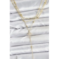 Pirinç Gold Renk Kutup Yıldızı Detaylı 3lü Kombin Kadın Kolye