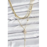 Pirinç Gold Renk Kutup Yıldızı Model Detaylı 3lü Kombin Y Kadın Kolye