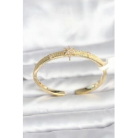 Pirinç Gold Renk Kutup Yıldızı Model Kadın Kelepçe Bileklik