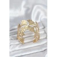 Pirinç Gold Renk Levha Yelpaze Model Kadın Bileklik