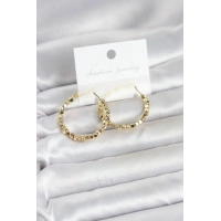 Pirinç Gold Renk Minimal Kare Halka Kadın Küpe