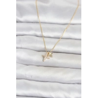 Pirinç Gold Renk Minimal Kutup Yıldızı Model Kadın Kolye