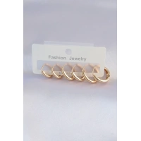 Pirinç Gold Renk Oval Küpe Seti