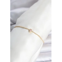 Pirinç Gold Renk Pembe Damla Model Su Yolu Kadın Bileklik