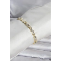 Pirinç Gold Renk Petek Model Zirkon Taşlı Kadın Bileklik