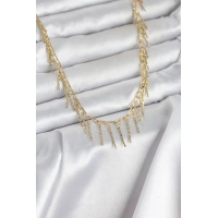 Pirinç Gold Renk Saçaklı Model Kadın Kolye