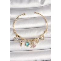 Pirinç Gold Renk Sallantı Zirkon Taşlı AYıcık Figür Kalp Detay Charm Kadın Bileklik