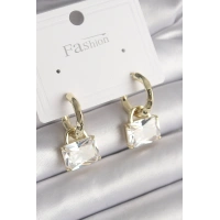 Pirinç Gold Renk Sallantı Zirkon Taşlı Çanta Model Kadın Küpe