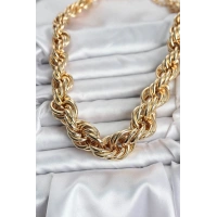 Pirinç Gold Renk Sarmal Halat Model Kadın Kolye