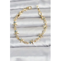 Pirinç Gold Renk Sıralı Deniz Yıldızı Model Kadın Bileklik