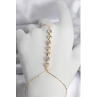 Pirinç Gold Renk Sıralı Zirkon Taşlı Kadın Şahmeran