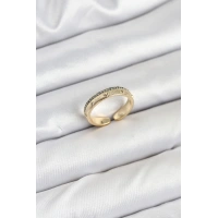 Pirinç Gold Renk Sıralı Zirkon Taşlı Kutup Yıldızı Model Kadın Yüzük