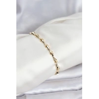Pirinç Gold Renk VIP Seri Kemik Model Zirkon Taşlı Kadın Bileklik