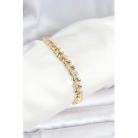 Pirinç Gold Renk VIP Seri Sarmal Damla Model Zirkon Taşlı Kadın Bileklik