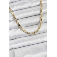 Pirinç Gold Renk Yassı Zincir Kadın Kolye