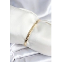 Pirinç Gold Renk Yassı Zincir Model Kadın Bileklik