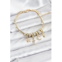 Pirinç Gold Renk Yılan Charmlı Kadın Bileklik