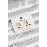 Pirinç Gold Renk Yıldız Kadın Küpe