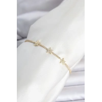 Pirinç Gold Renk Yıldız Model Su Yolu Kadın Bileklik